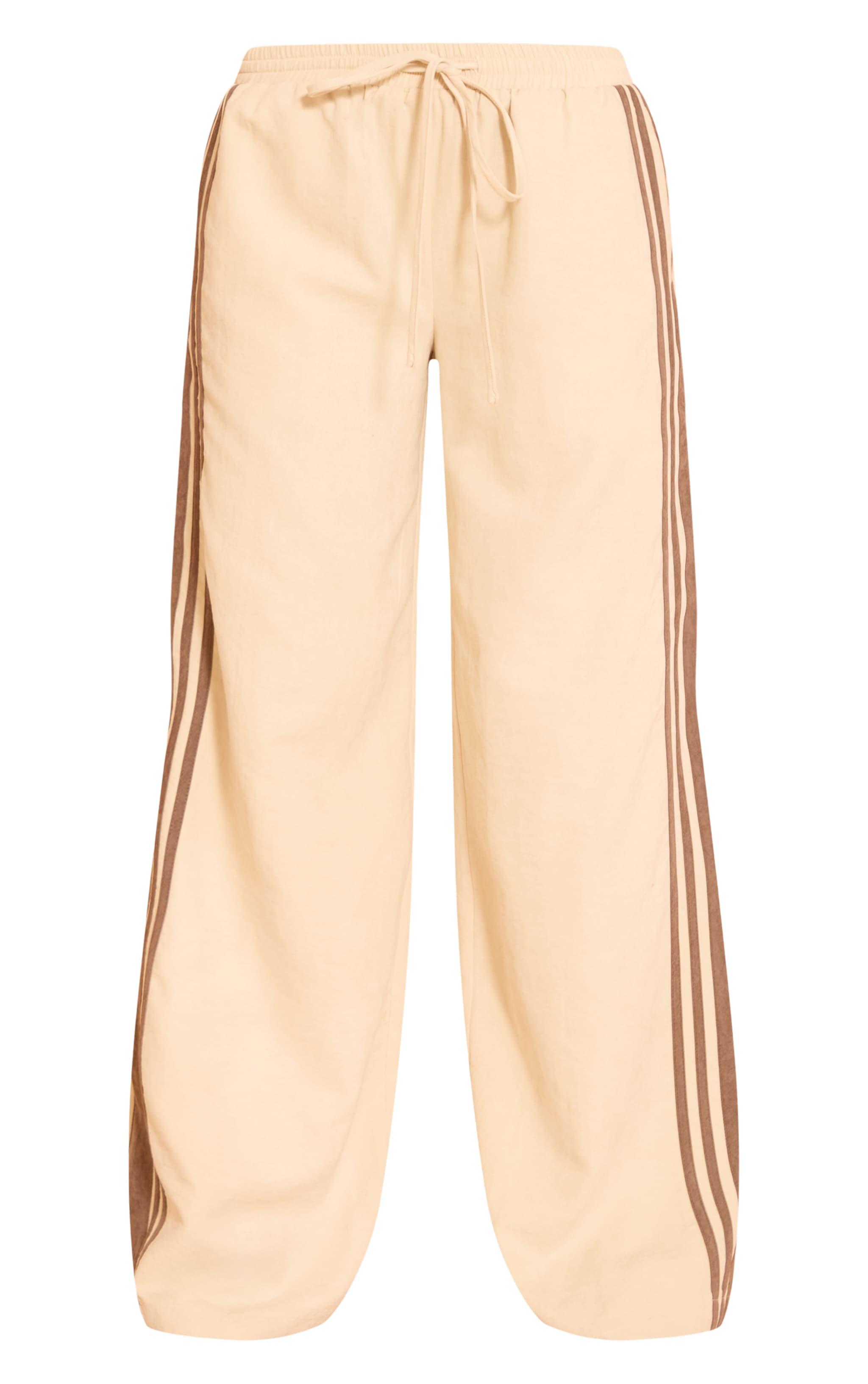 Butter Cream Peachskin Contrast Stripe Wide Leg Pants image 5