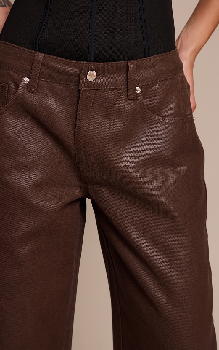 Chocolate Coated Effect Wide Leg Jean