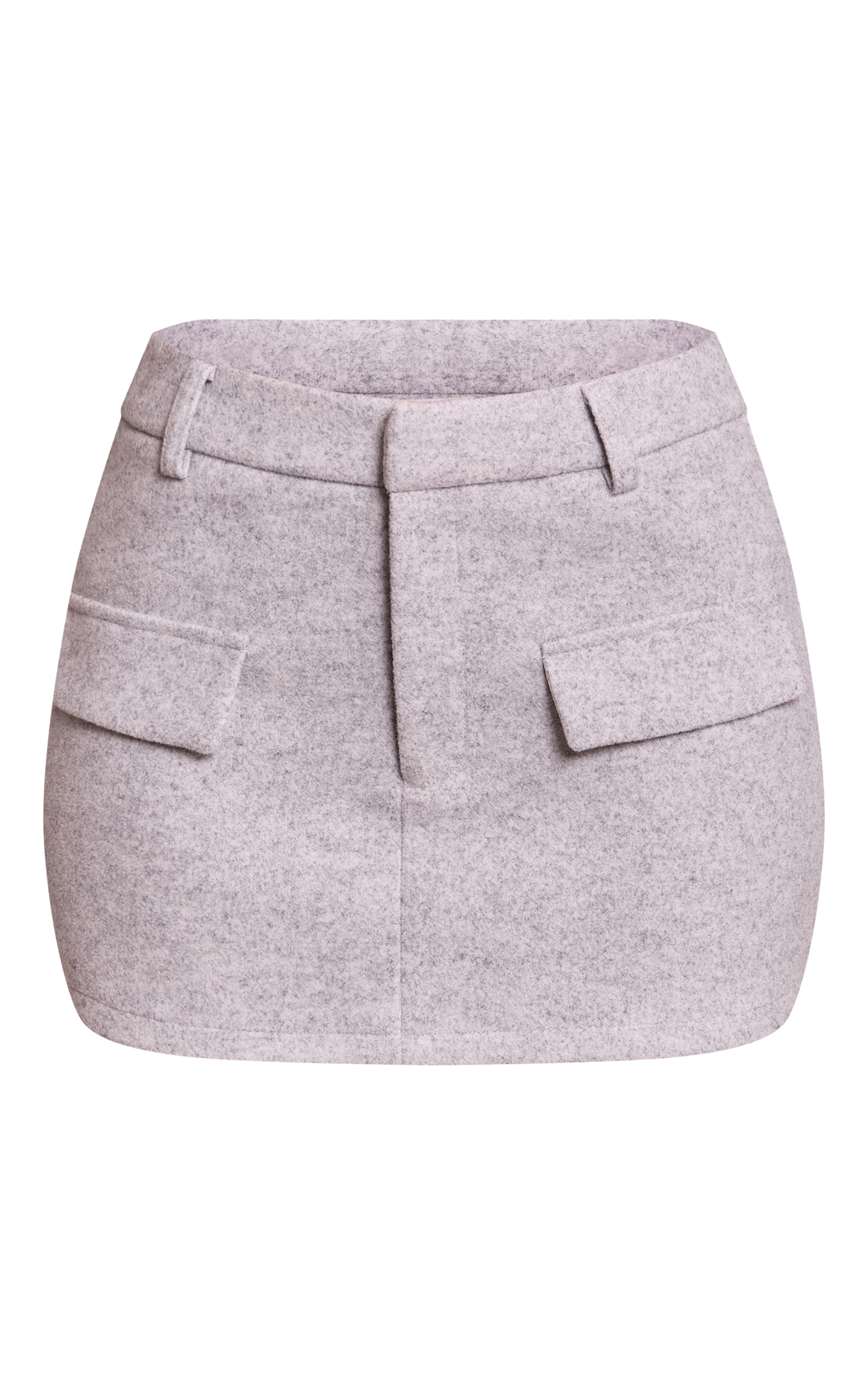 Petite Mini-jupe en effet laine gris clair à poches image 6