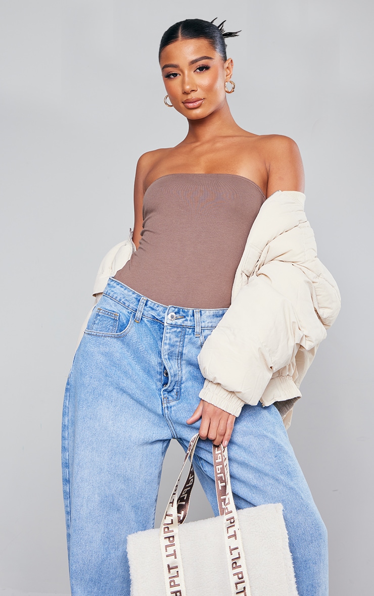 Espresso Cotton Bandeau Bodysuit