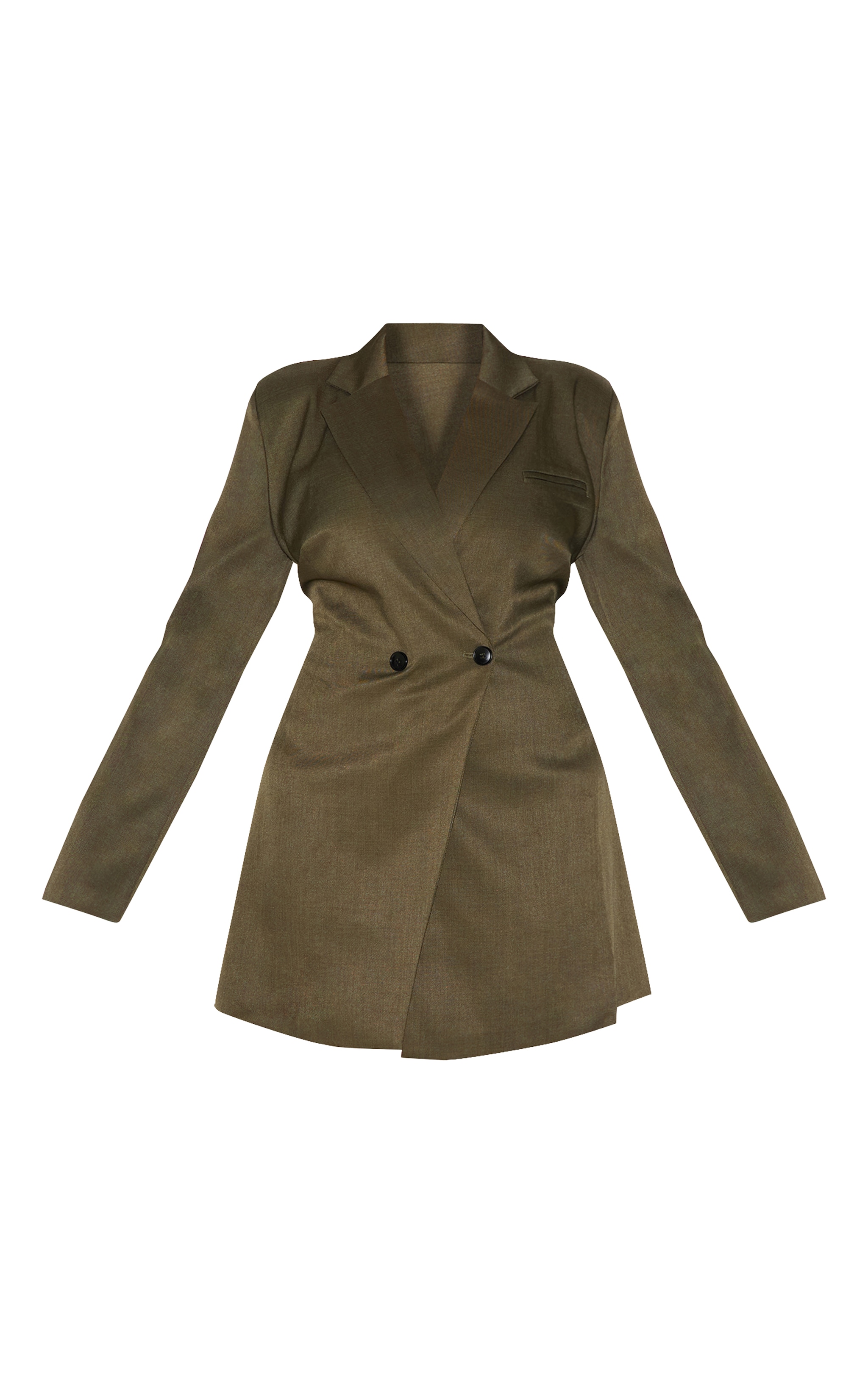 Plus Khaki Woven Cinched Waist Blazer Dress image 5