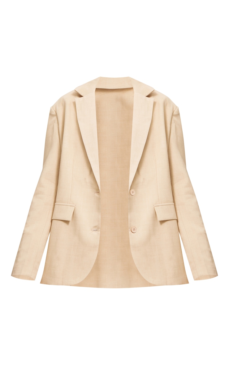 Stone Woven Oversized Curved Hem Boxy Blazer image 4