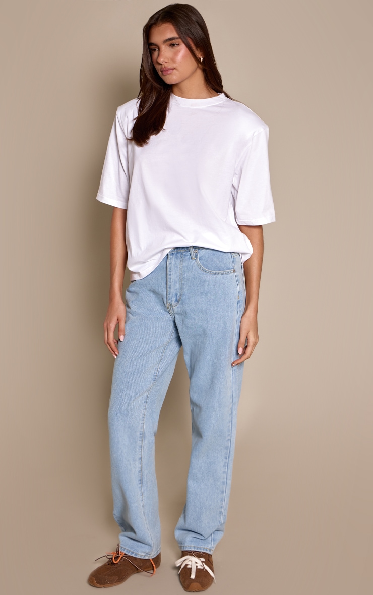 PRETTYLITTLETHING Light Blue Wash High Waist Straight Leg Jeans image 2