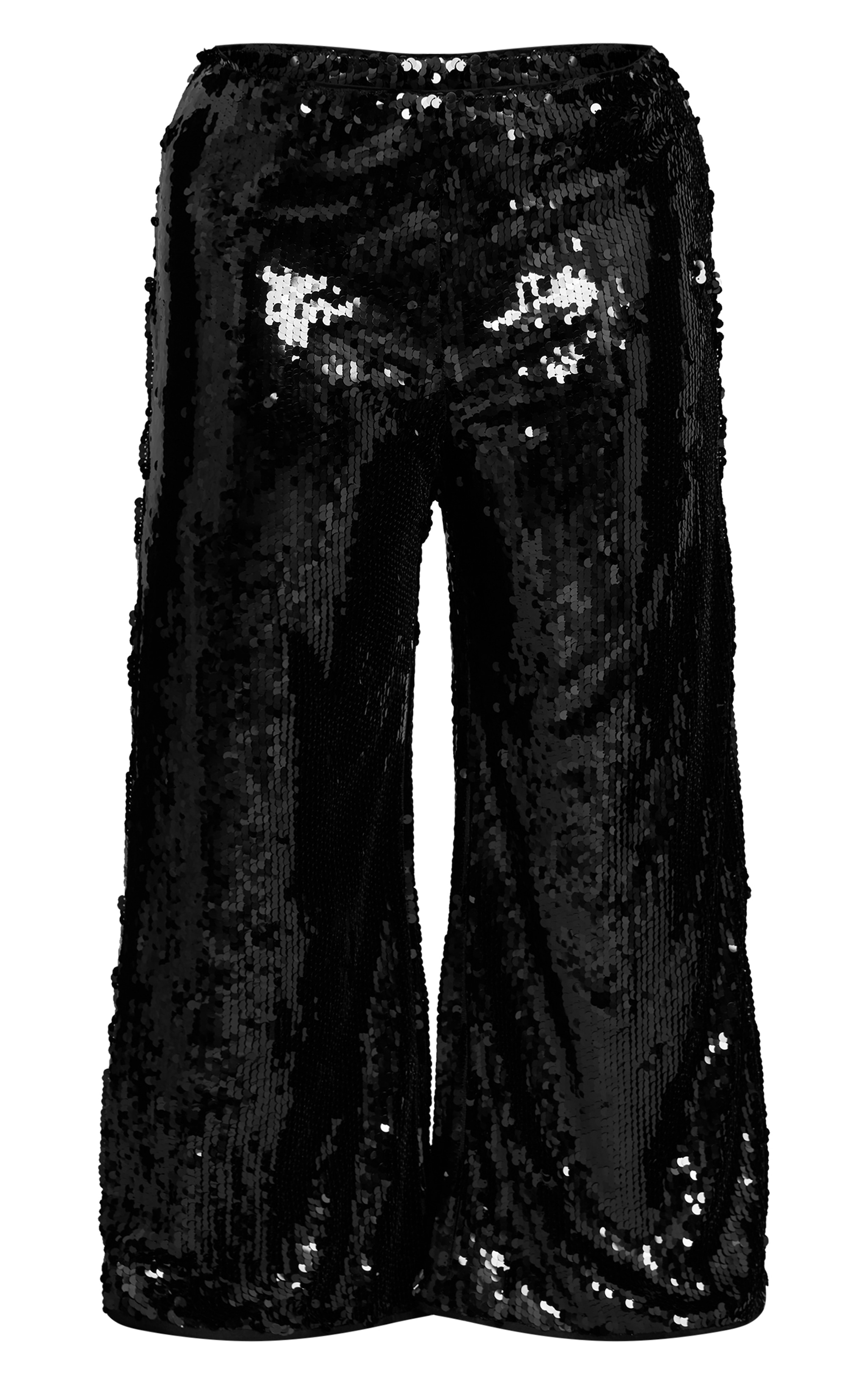 Plus Black Sequin Wide Leg Floaty Pants image 5