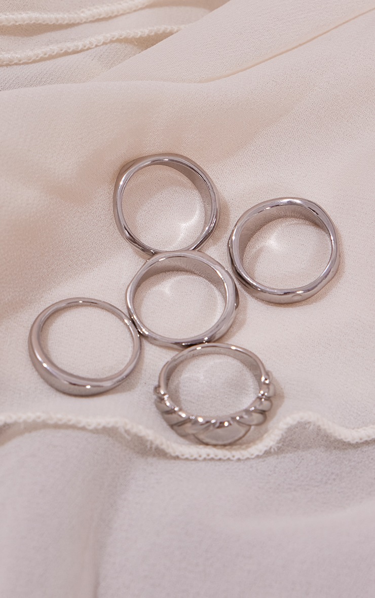 Silver Textured Ring Multipack | Accessories | PrettyLittleThing USA