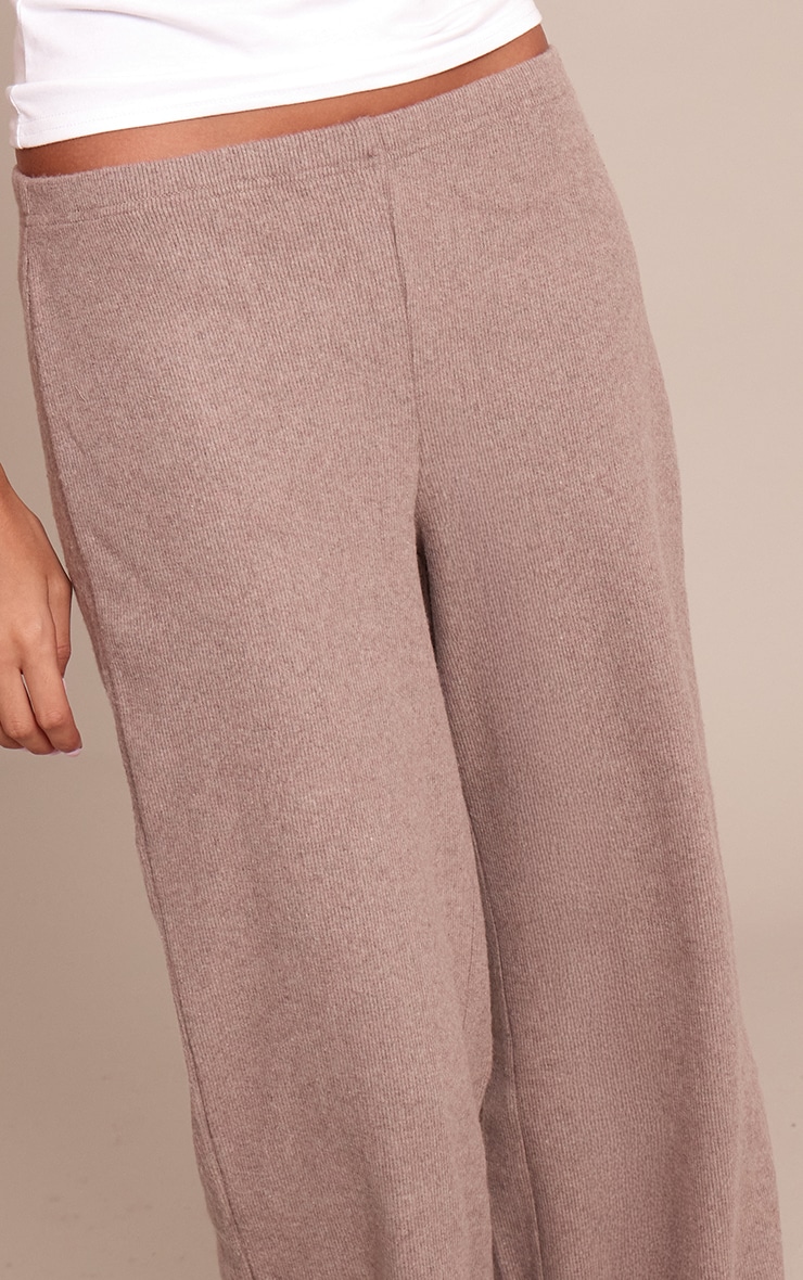 Light Brown Slouchy Thick Brushed Rib Pants image 4
