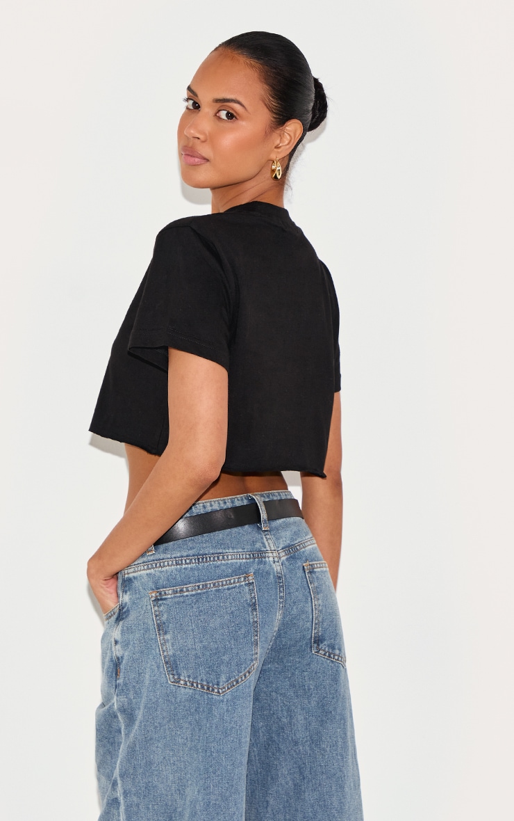 Cotton Black Oversized Crop T-Shirt image 2