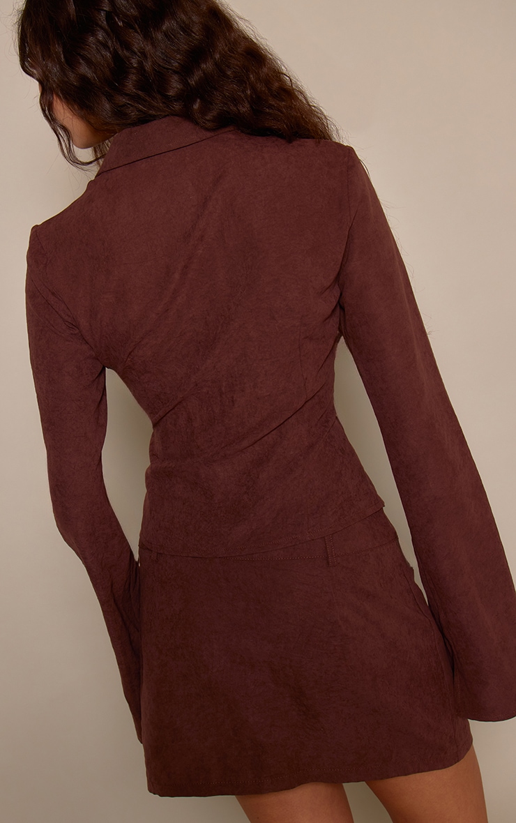 Brown Peach Skin Fitted Shirt image 2