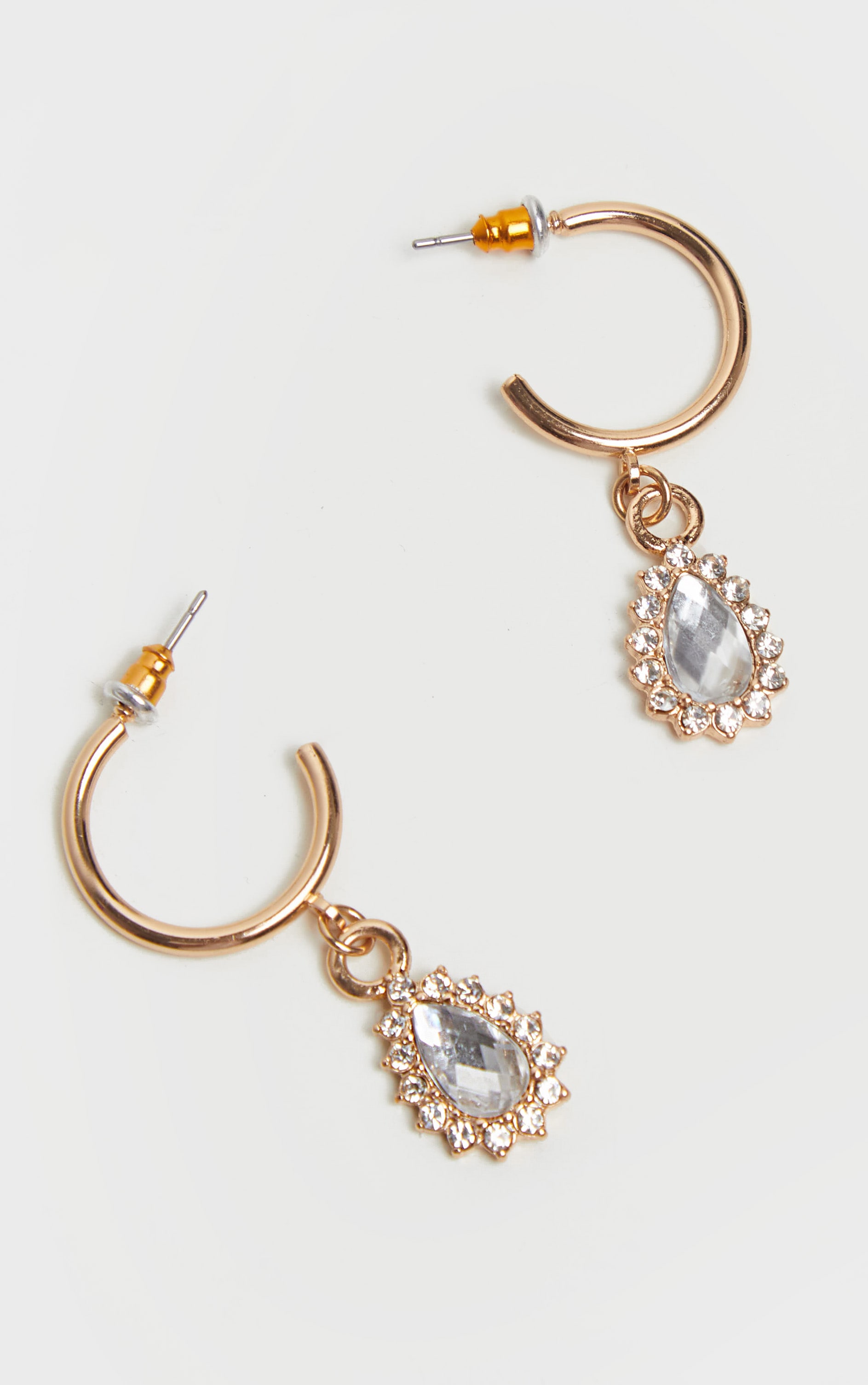 Gold Mini Hoop And Diamante Charm Earrings PrettyLittleThing IE