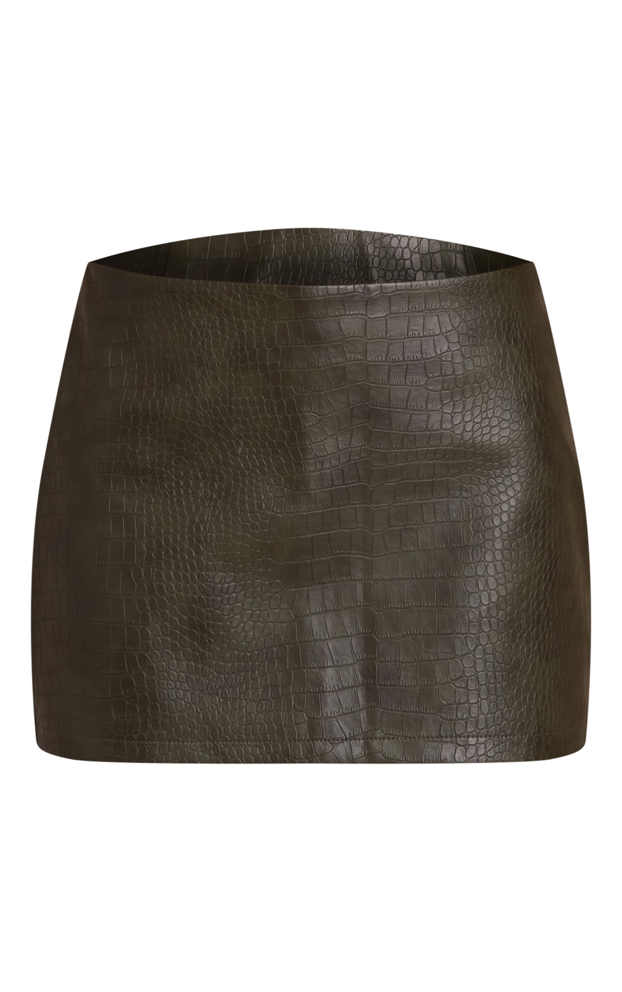 Khaki Croc Faux Leather Mid Rise Mini Skirt image 6
