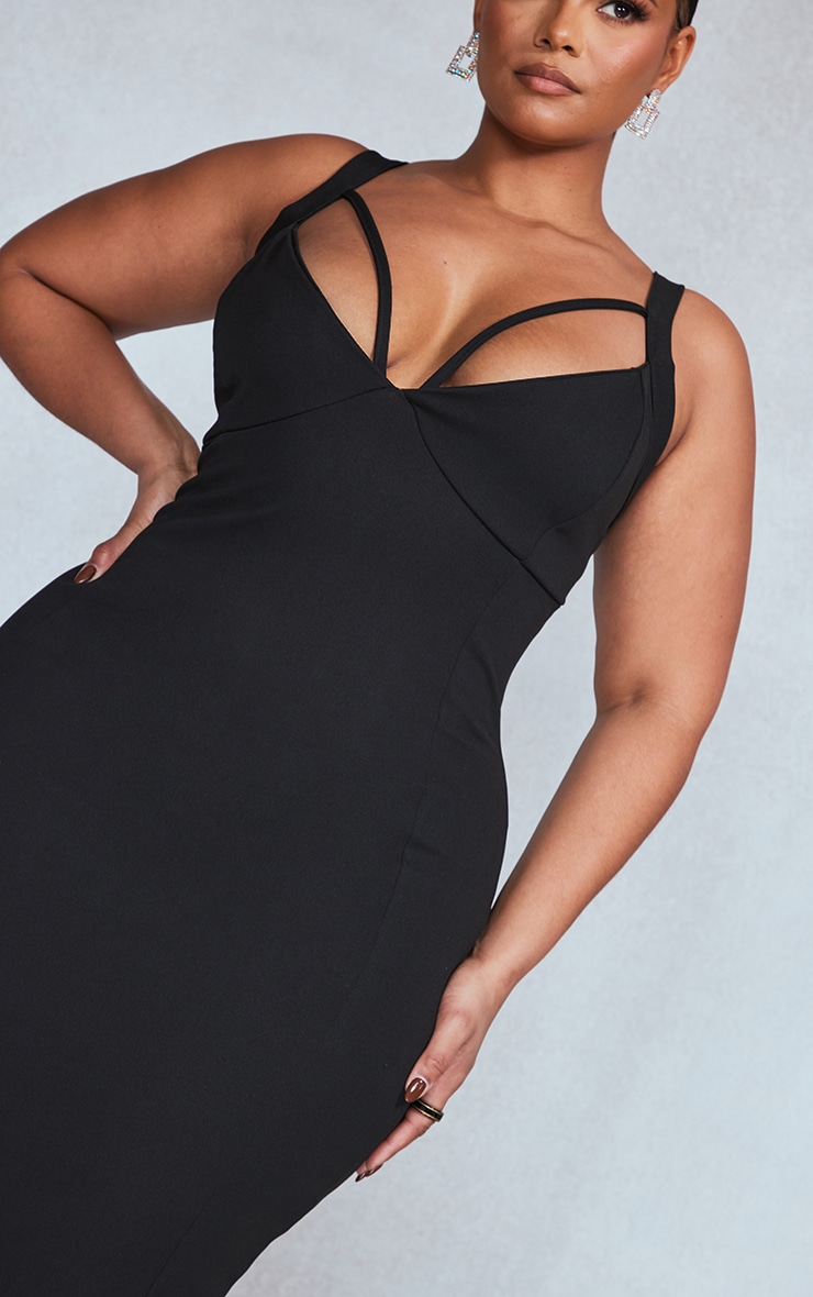 Plus Black Strap Detail Maxi Dress image 4