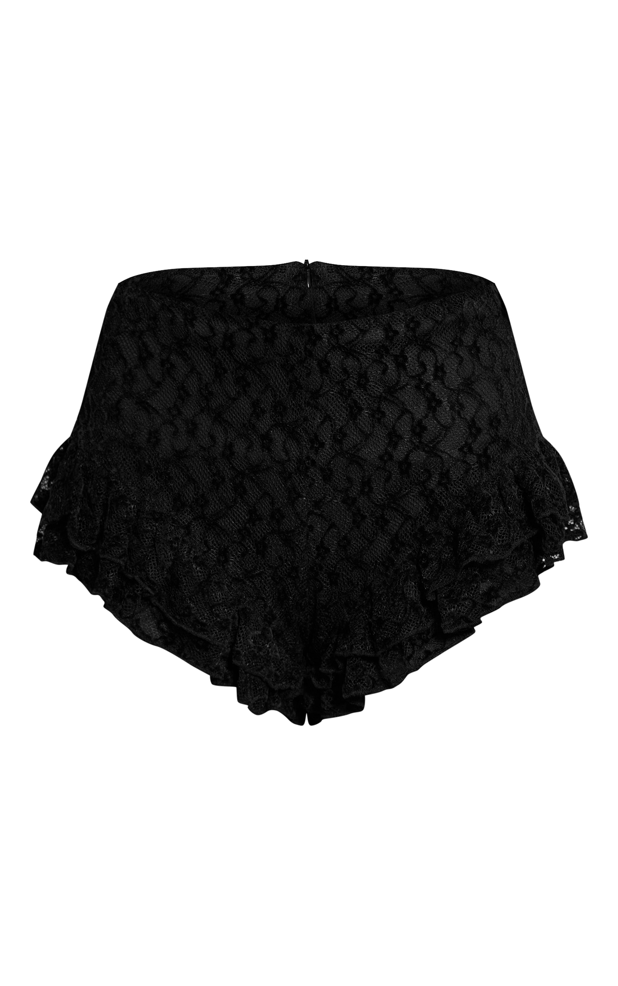 Black Velvet Embroidered Ruffle Hot Pants  image 6