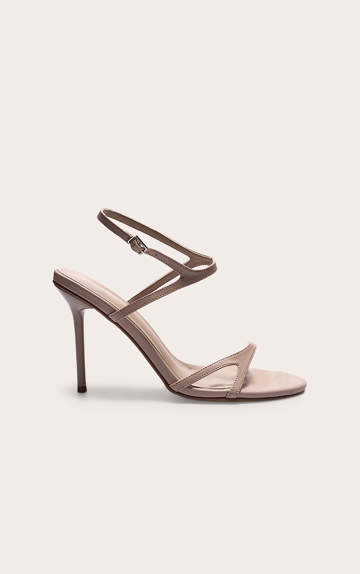 Mushroom Pu Round Toe Asymmetric Strap High Stiletto Heeled Sandals image 1