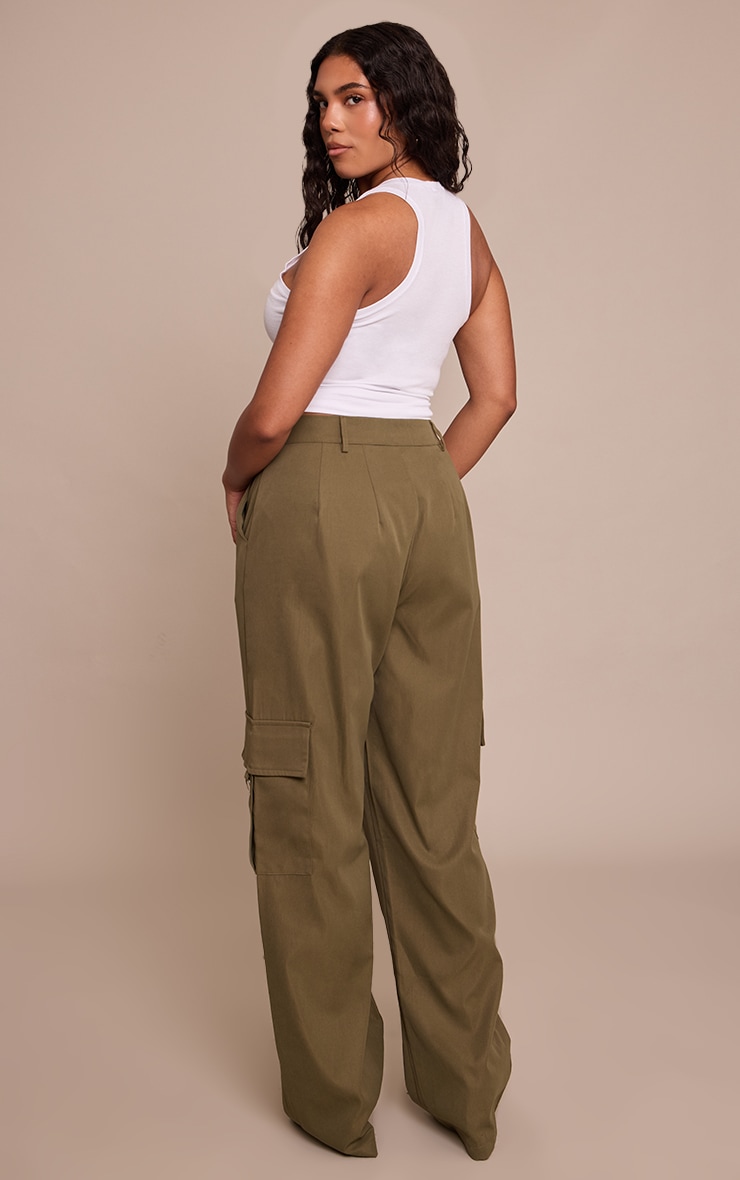 Shape Khaki Buckle Detail Cargo Wide Leg Pants image 3