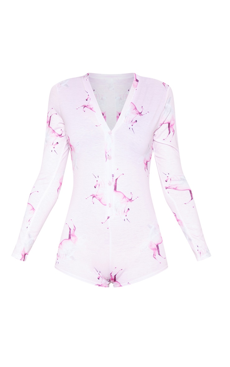 PRETTYLITTLETHING Unicorn Pink PJ Romper
