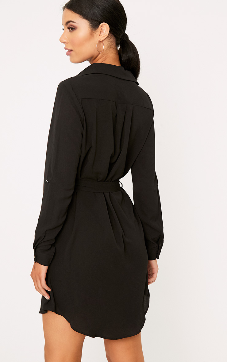 Erinie Black Embroidered Shirt Dress PrettyLittleThing