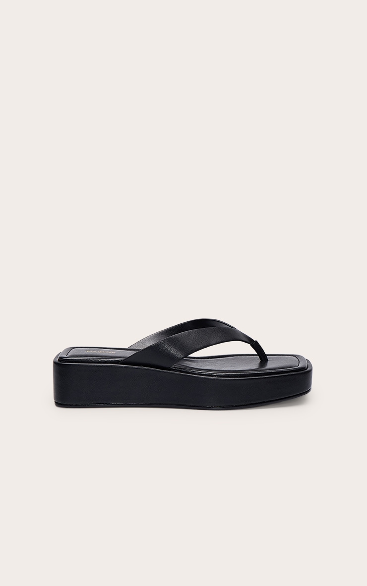 Black Flatform Toe Thong Flatform Sandal image 2