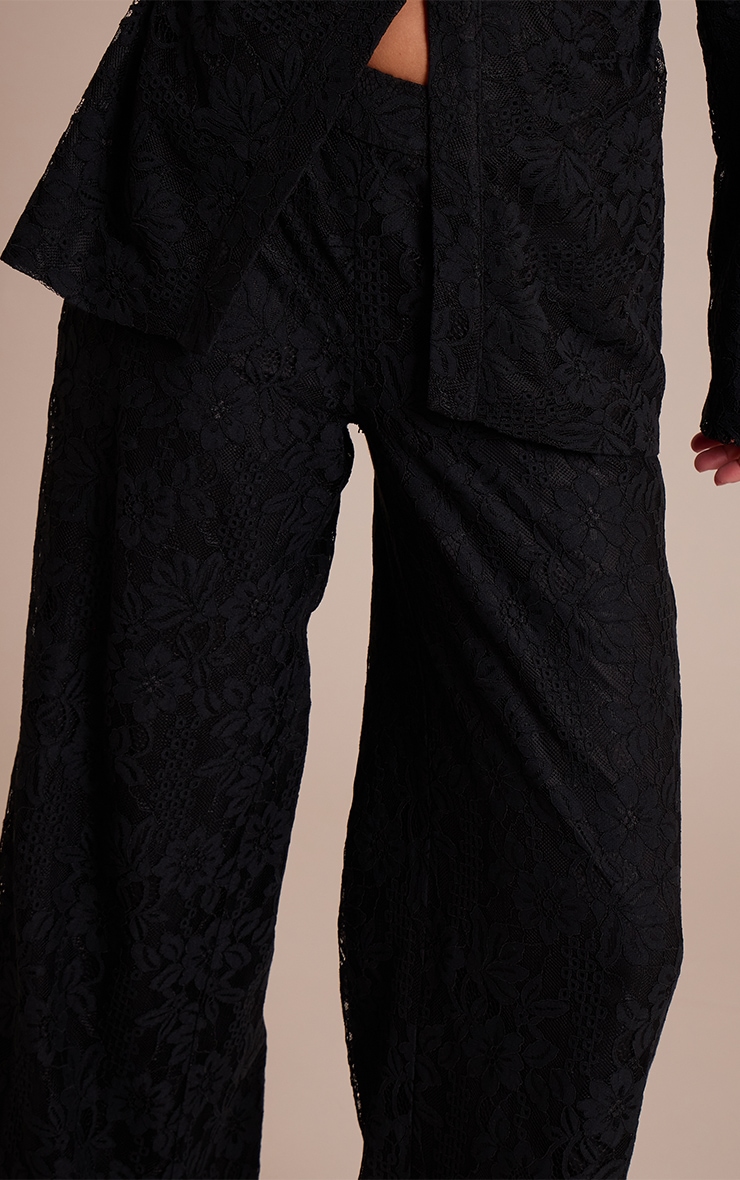 Black Lace Wide Leg Pants image 4