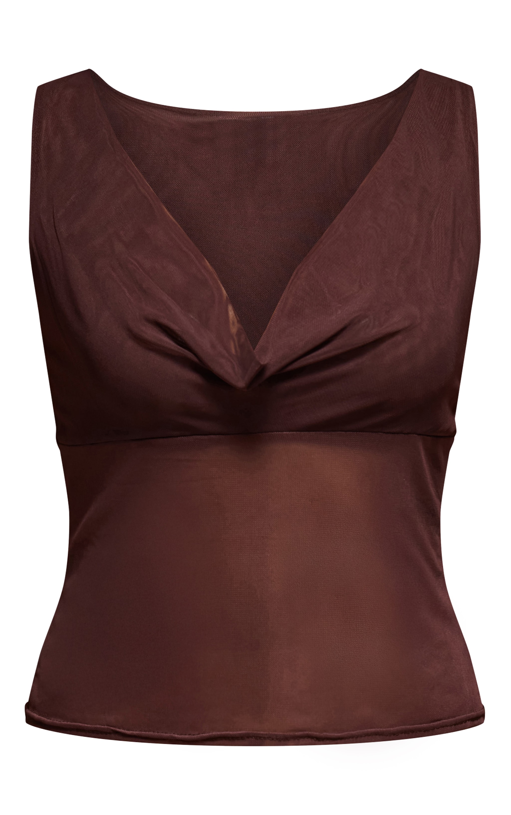 Chocolate Mesh Drape Front Vest Top  image 5