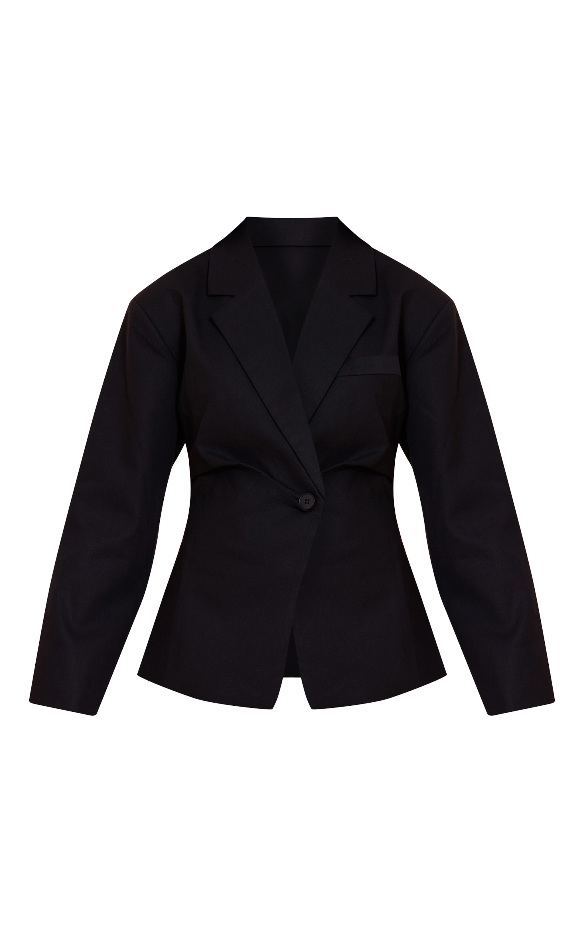 Petite Black Woven Cinched Waist Blazer image 5