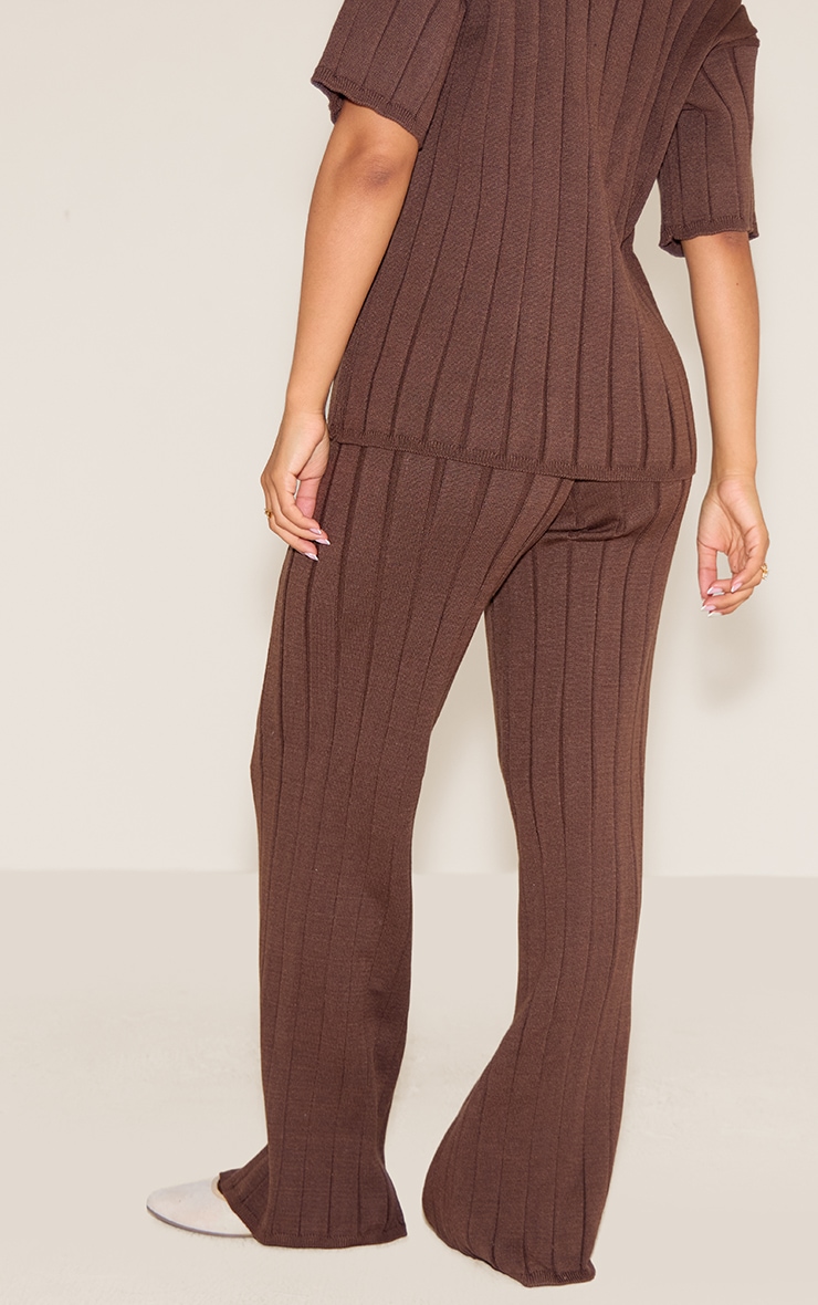 Petite Chocolate Wide Rib Knit Pants image 3