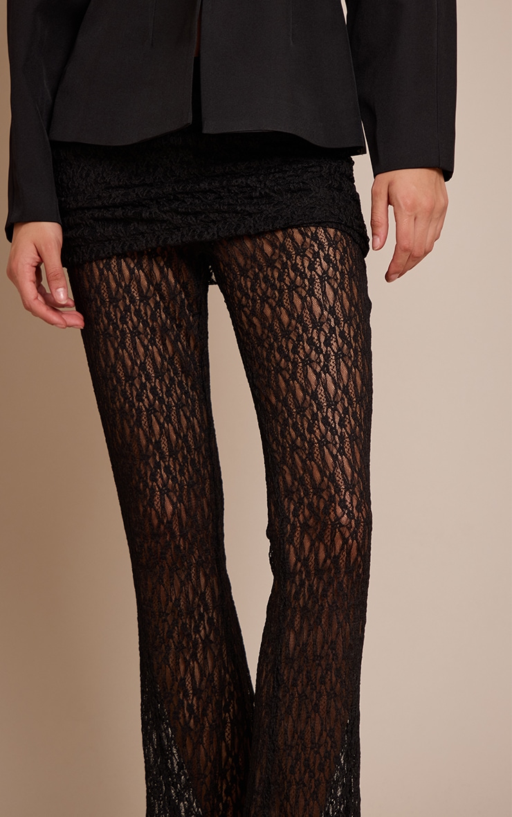Black Lace Foldover Straight Leg Pant image 4