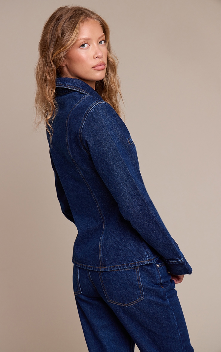 Indigo Fitted Seam Detail Shirt image 2