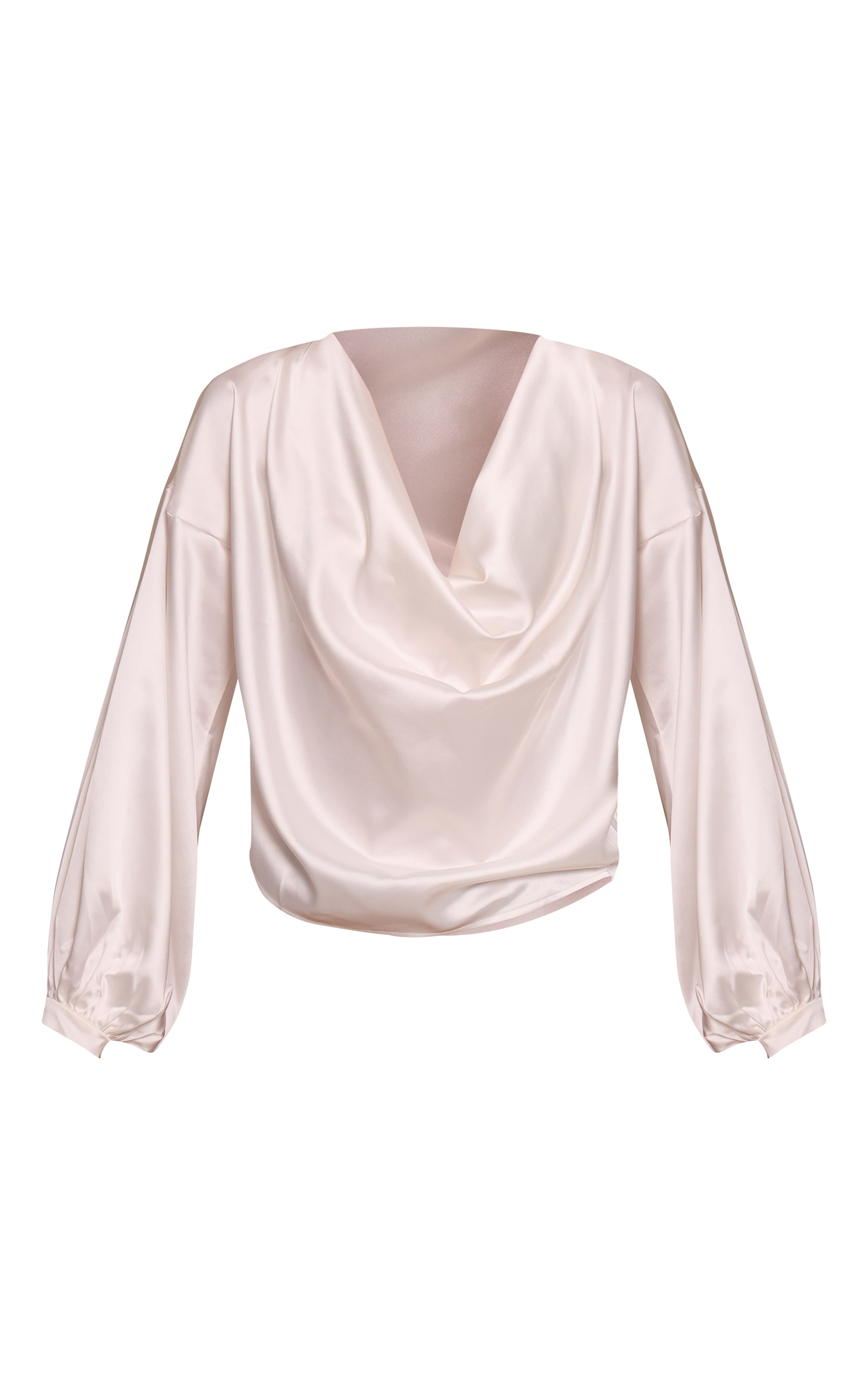 White Satin Long Sleeve Blouse image 5