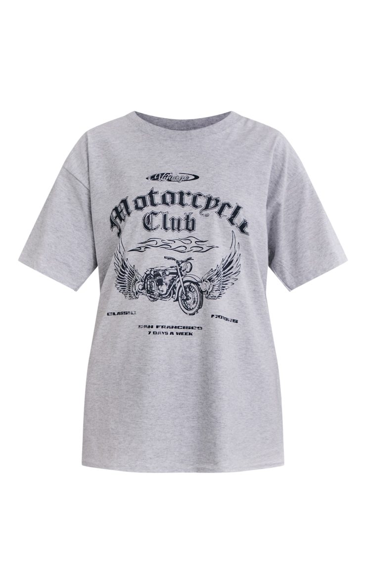 Ash Grey Motorcycle Club Printed T Shirt image 5