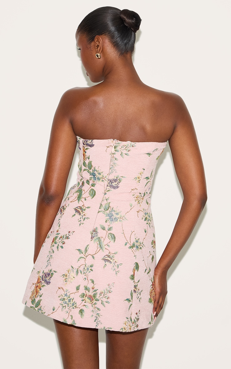Pink Floral Bandeau A Line Shift Dress image 2