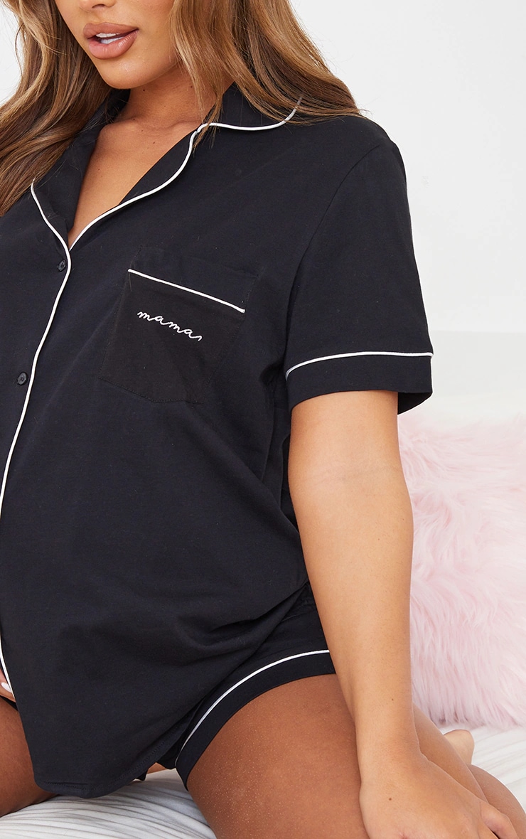 Maternity Black Mama Pj Button Top image 1