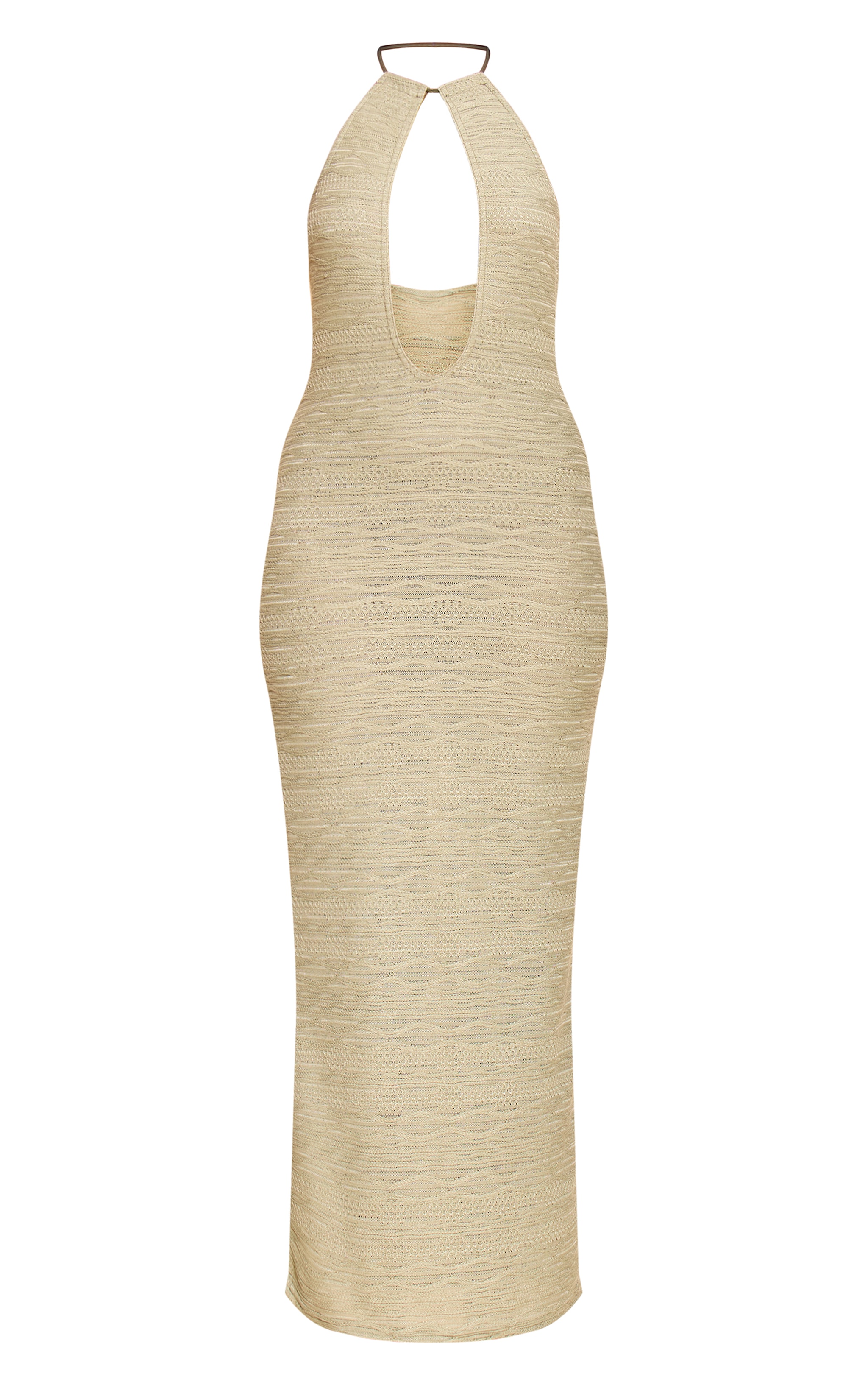 Olive Textured Keyhole Maxi Dress image 5