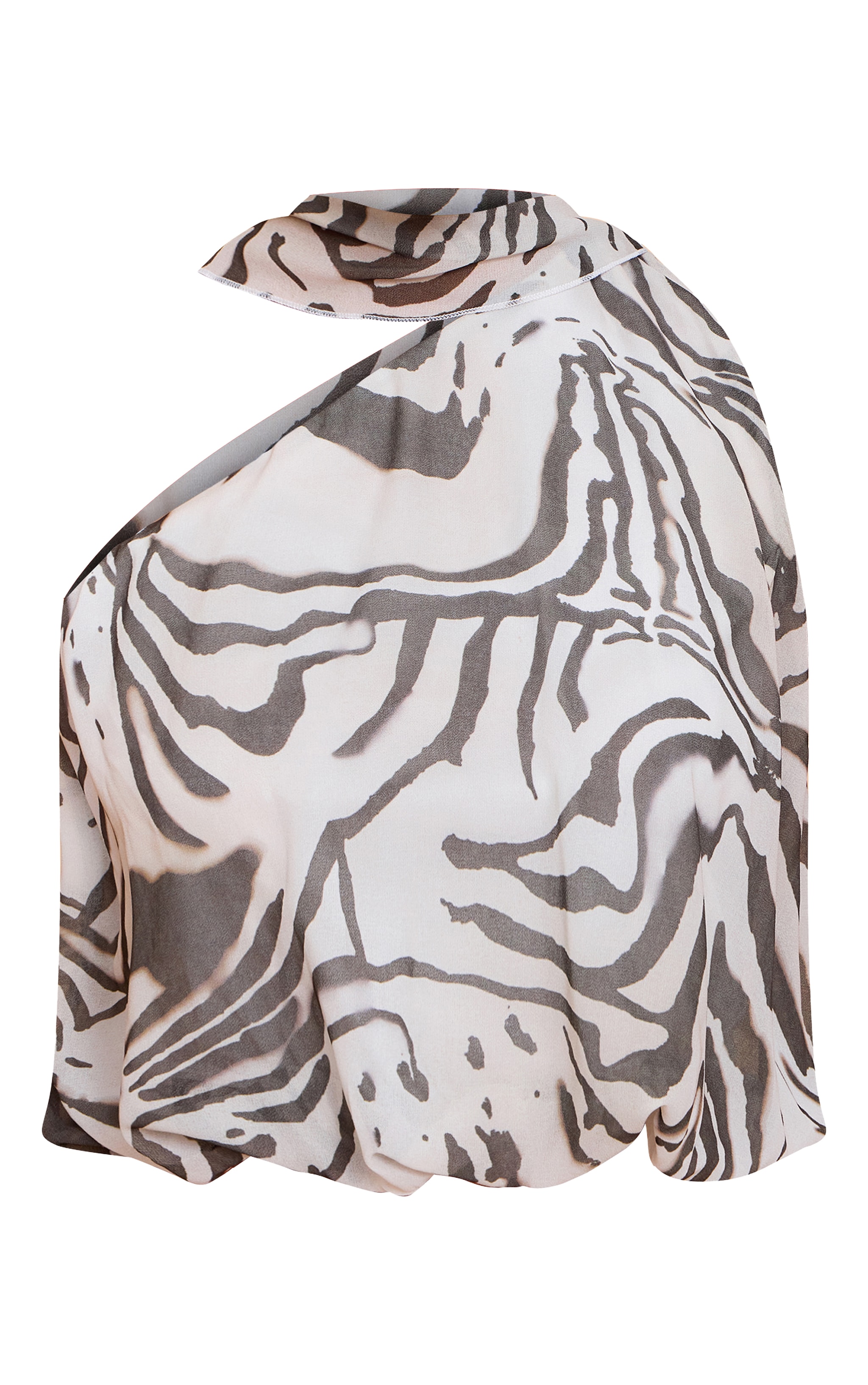 Monochrome Zebra Print Chiffon Scarf Detail Puffball image 5