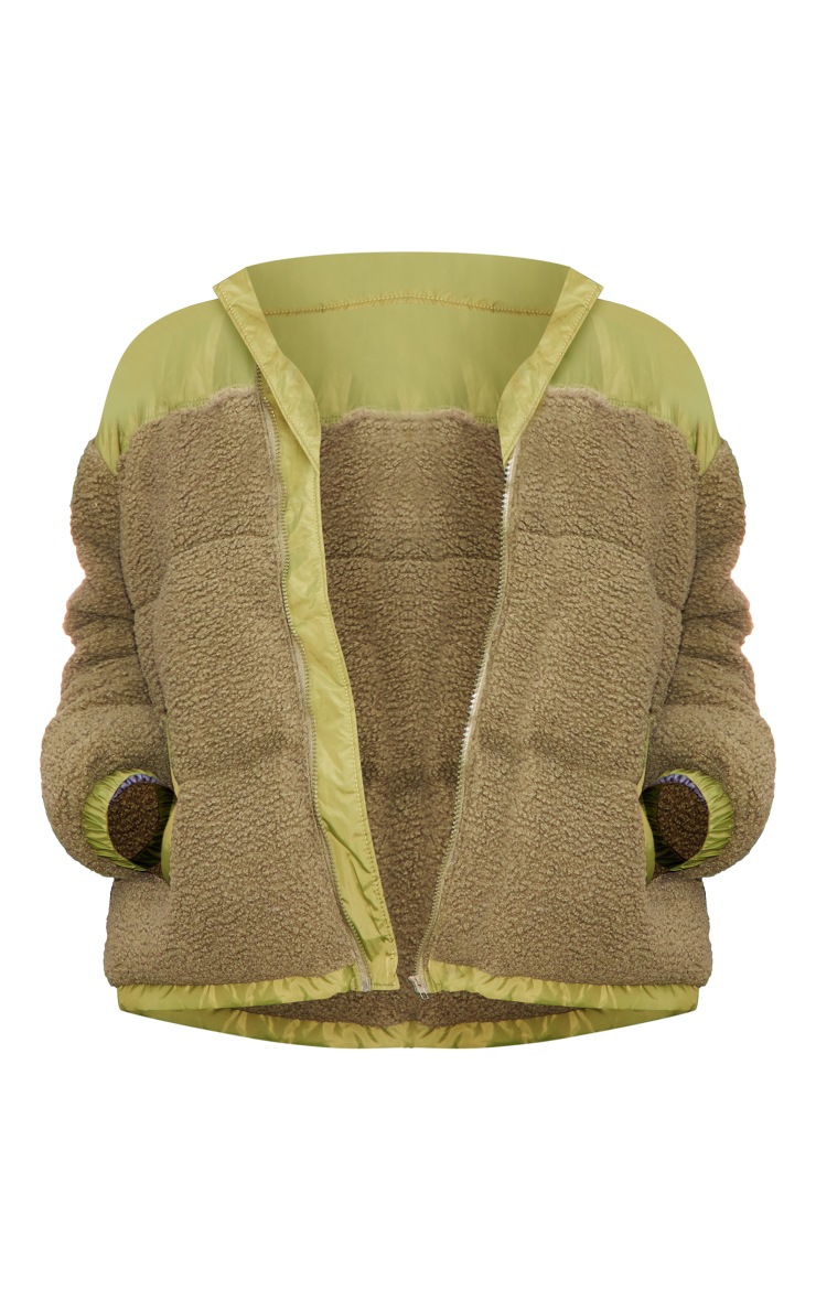 petite ecru borg tie waist puffer coat