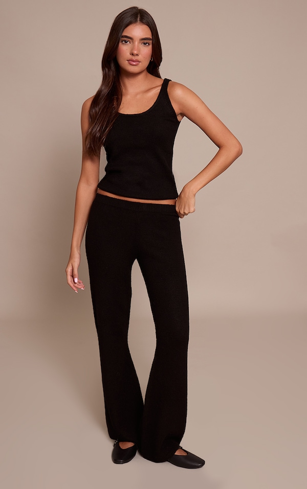 Black Knitted Mid Rise Pant