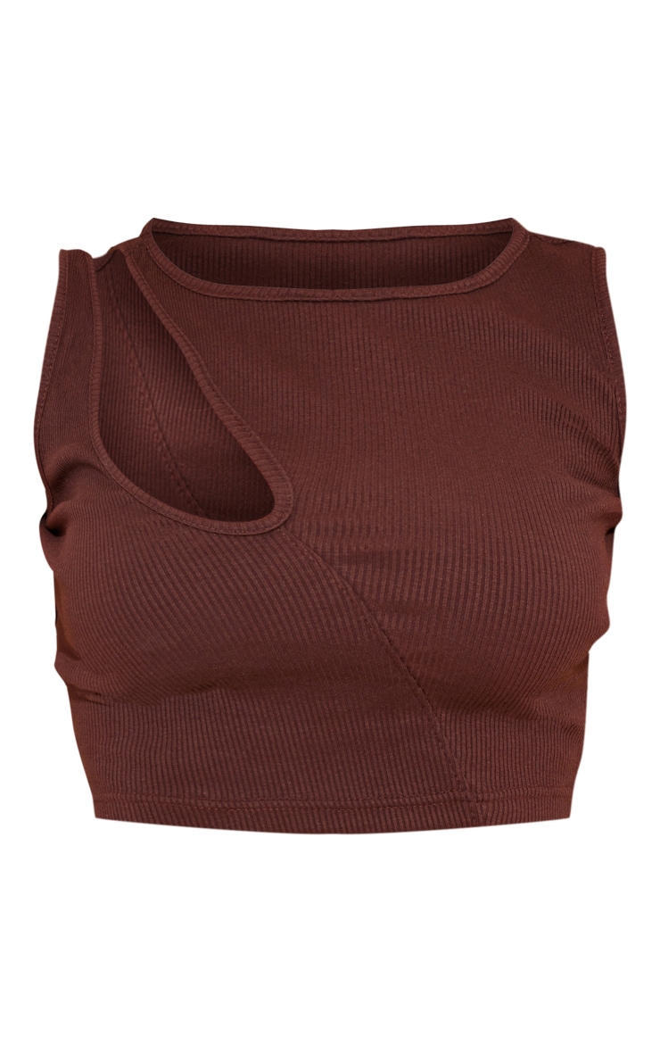 Chocolate Rib Asymmetric Cut Out Vest | Co-ords | PrettyLittleThing QA