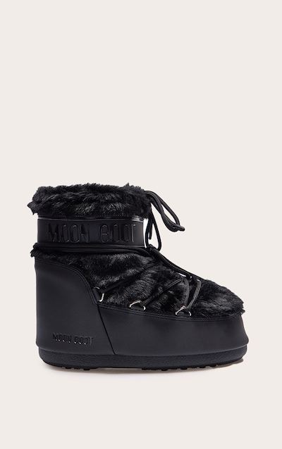 MOON BOOT Black Icon Low Faux Fur