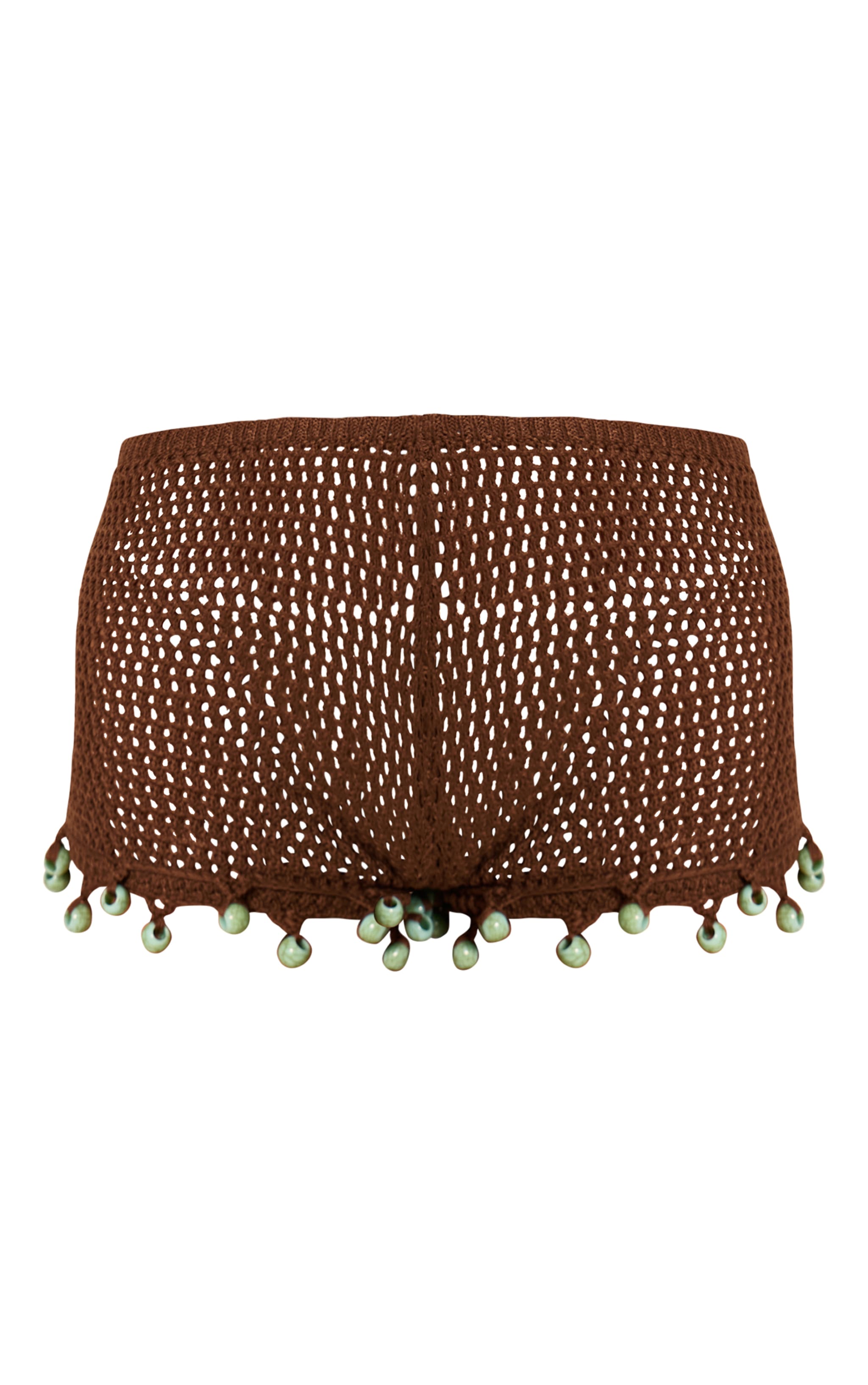Chocolate Crochet Bead Trim Beach Shorts image 6
