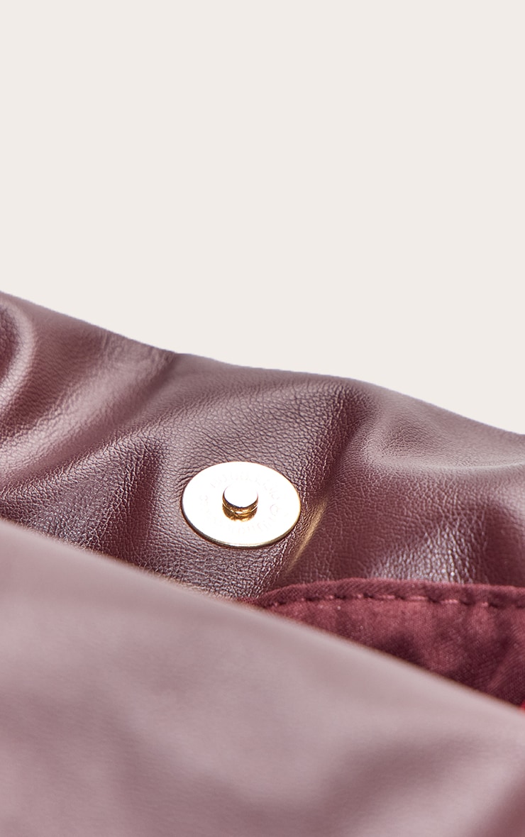 Plum PU Oversize Drawstring Clutch Bag image 5