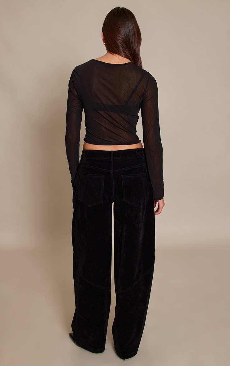 Black Faux Suede Cargo Pants image 3