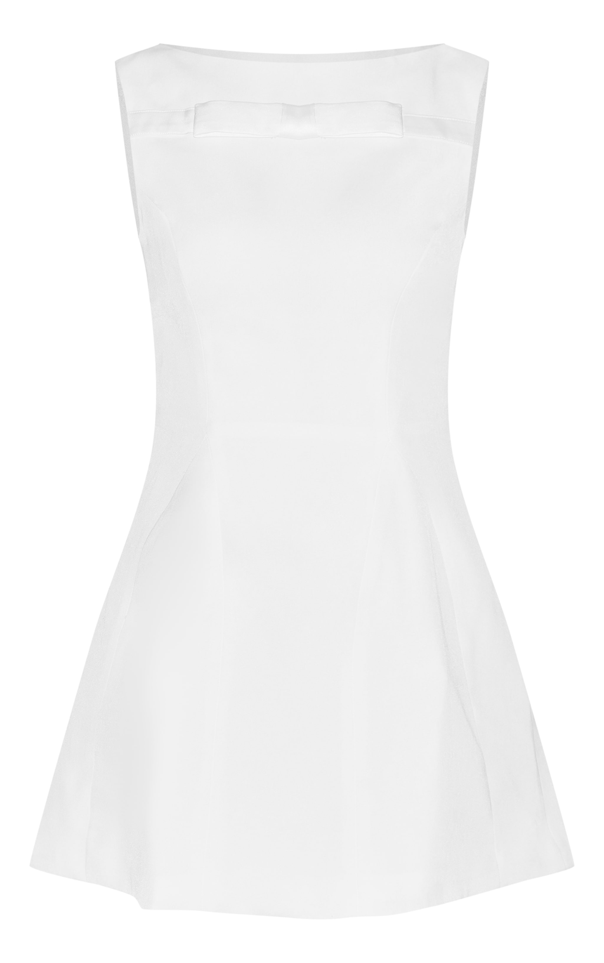 Premium White Tailored Bow Detail A-line Dress image 5