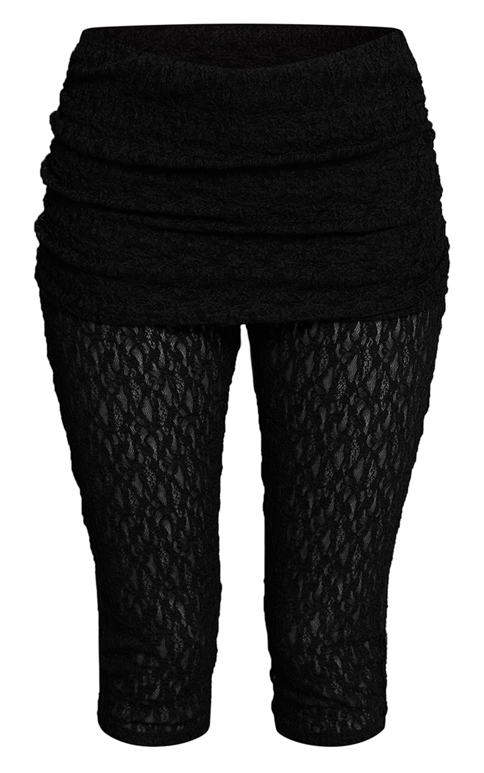 Pantalon capri en dentelle noire à taille repliée image 5