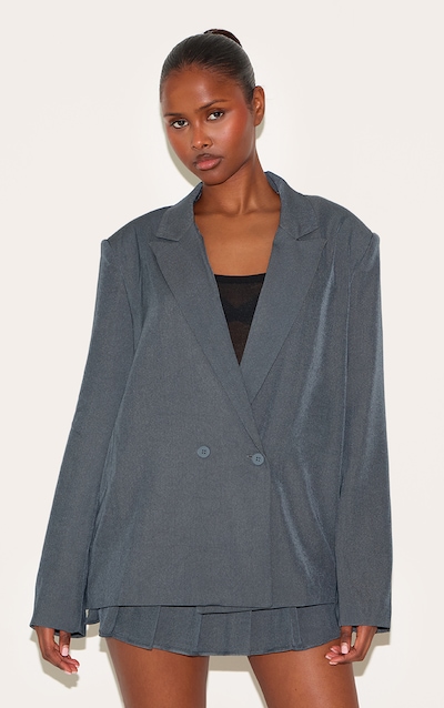 Blazer de tailleur oversize gris anthracite tissé