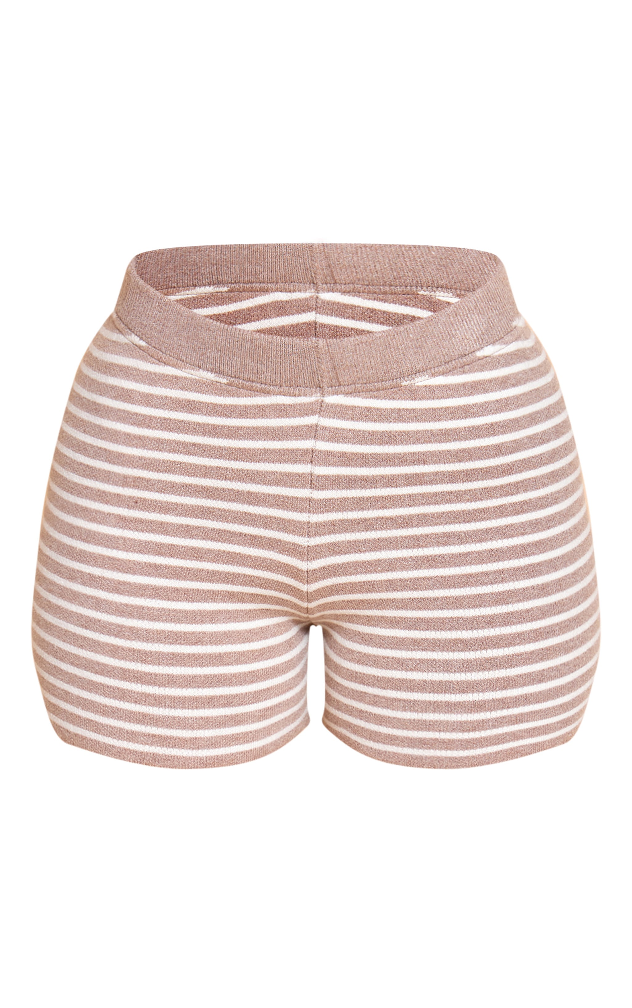 Petite Taupe Stripe Knitted Fitted Shorts image 6
