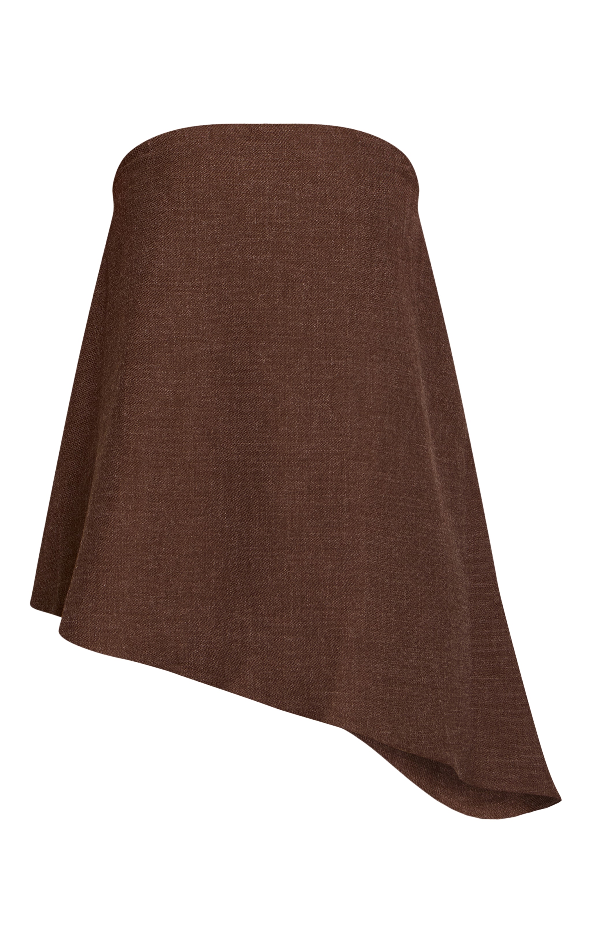 Chocolate Woven Bandeau Asymmetric Hem Long Top image 5