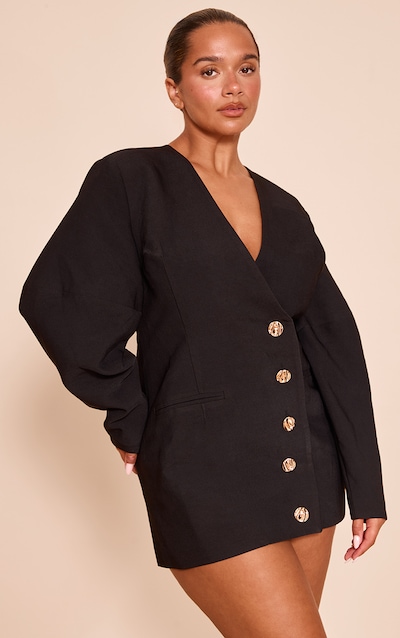 Shape Black Tailored Cocoon Sleeve A Line Blazer Dress
