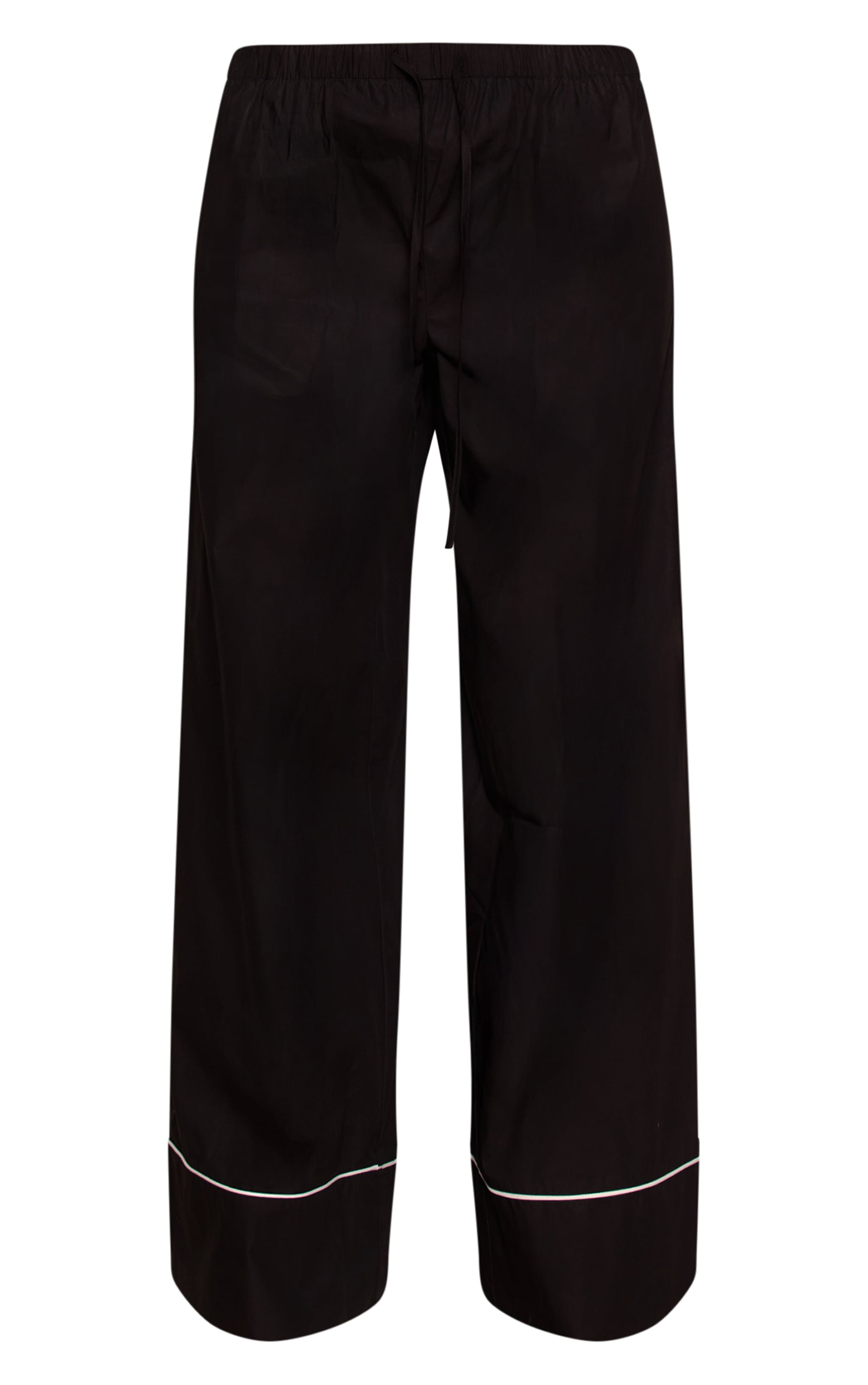 Black Contrast Piping Detail Wide Leg Pants image 5
