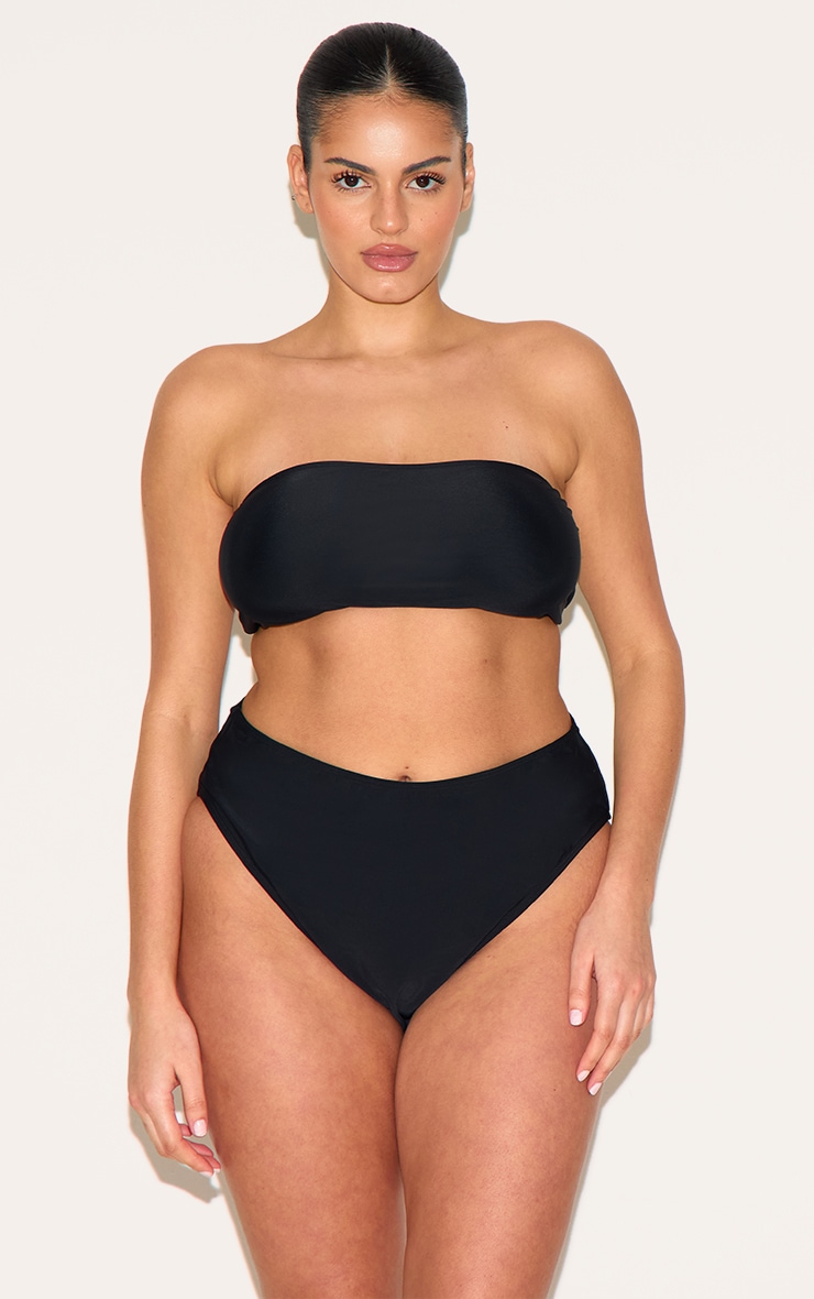 Plus Black Basic High Waist Bikni Bottom image 3
