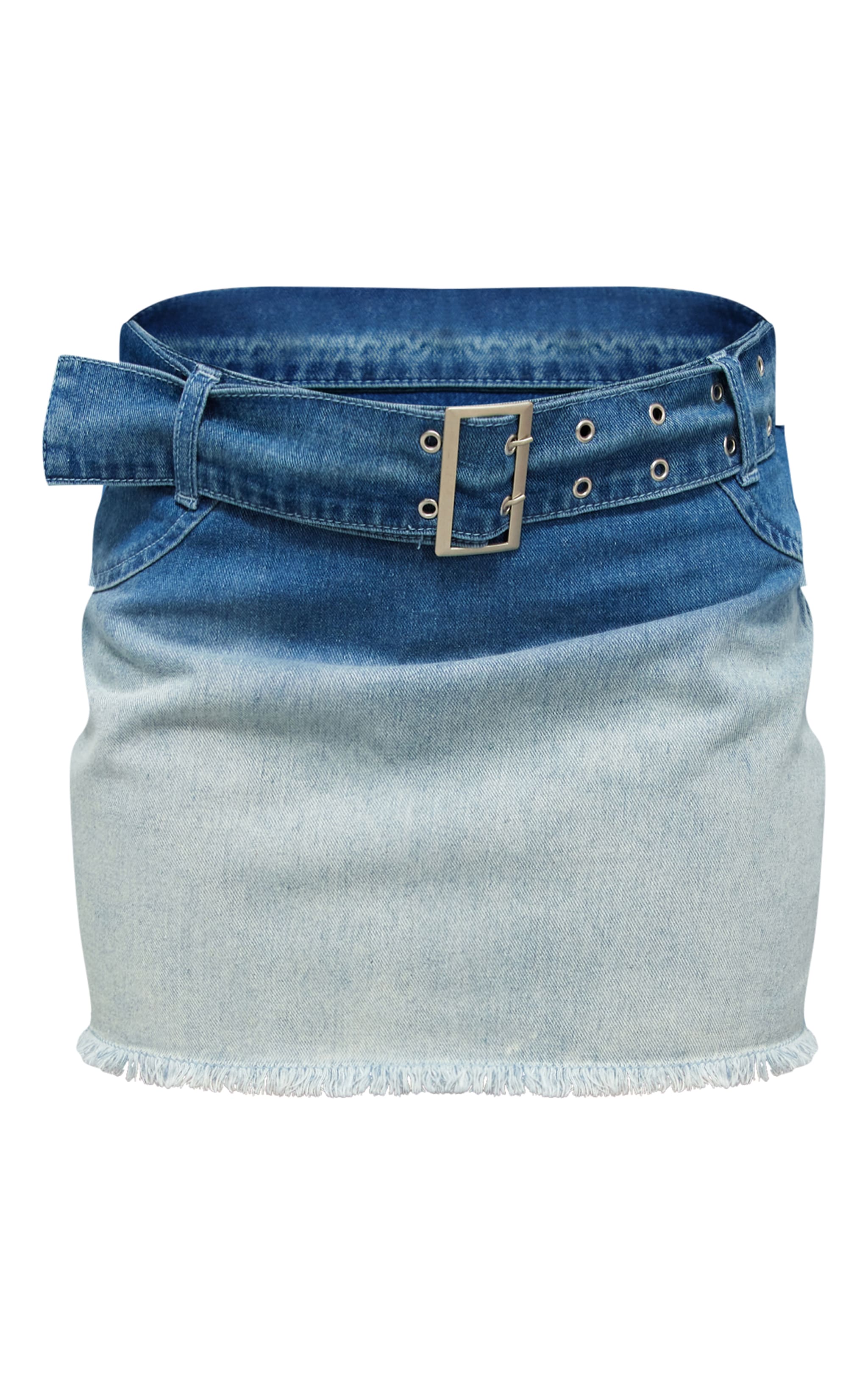 Blue Ombre Denim Belted Mini Skirt image 6