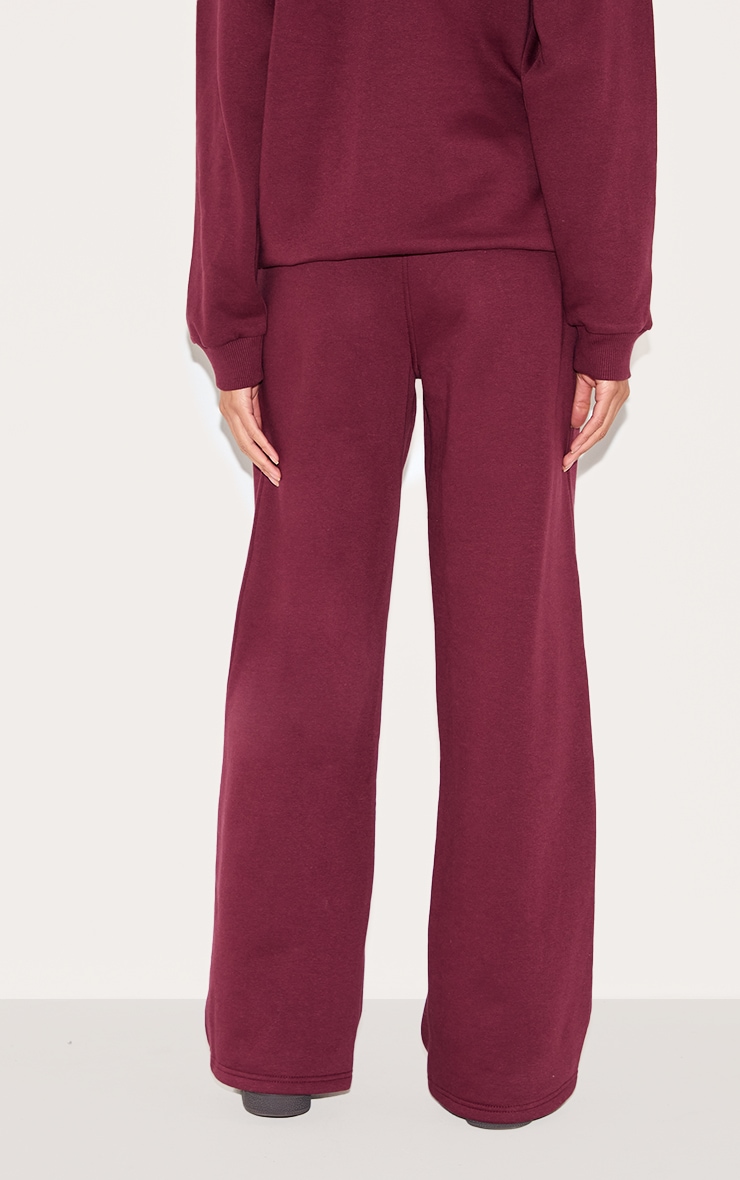 Burgundy Wide Leg Sweat Joggers image 3